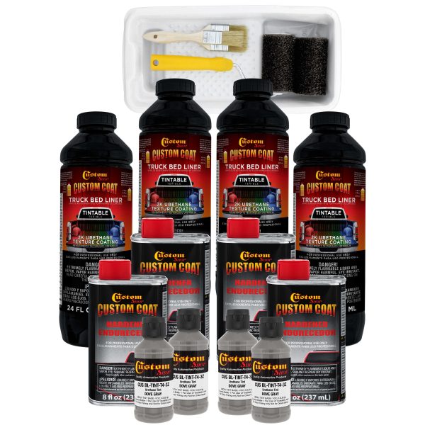Dove Gray 1 Gallon Urethane Roll-On, Brush-On or Spray-On Truck Bed Liner Kit with Roller and Brush Applicator Kit - Easy Mixing, Shake, Shoot Sale