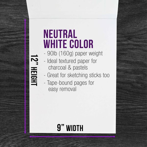 9 in. x 12 in. Premium Heavy-Weight Charcoal Paper Pad, 160gsm, 90 Pound, 32 Sheets (Pack of 2) on Sale - Image 3