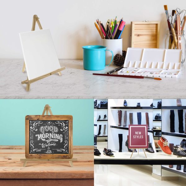 12  High Natural Wood Display Stand A-Frame Artist Easel, 4 Pack - Adjustable Wooden Tripod Tabletop Holder Stand for Canvas, Painting Party, Signs Online Sale - Image 5