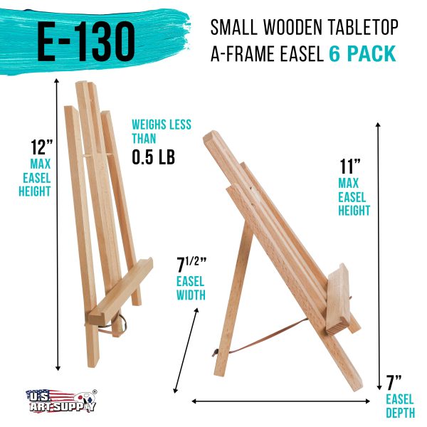11  Small Tabletop Display Stand A-Frame Artist Easel, 6 Pack - Beechwood Tripod, Painting Party Easel, Portable Kids Student Table School Desktop For Cheap - Image 2
