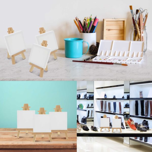 5  Mini Natural Wood Display Easel (12 Pack), A-Frame Artist Painting Party Tripod Easel - Tabletop Holder Stand for Kids Crafts Small Canvases Cards Hot on Sale - Image 5