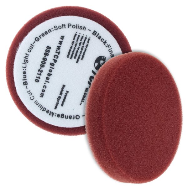 6.5  Red Flat Heavy Cut Grip Foam Polish Buff Pad - DA Hook & Loop For Cheap