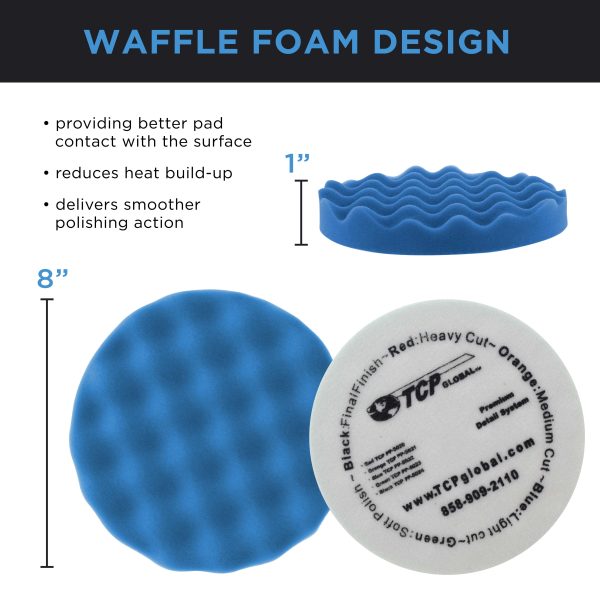 Complete 3 Pad Buffing and Polishing Kit with 3 - 8  Waffle Foam Grip Pads and a 5 8  Threaded Polisher Grip Backing Plate Sale - Image 3