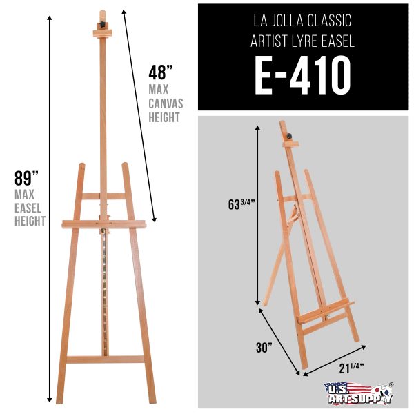 La Jolla Classic 64  to 89  High Lyre Style Studio A-Frame Easel - Artists Floor Stand, Sturdy Beechwood, Adjustable Height To 48  Canvas - Painting Online now - Image 2