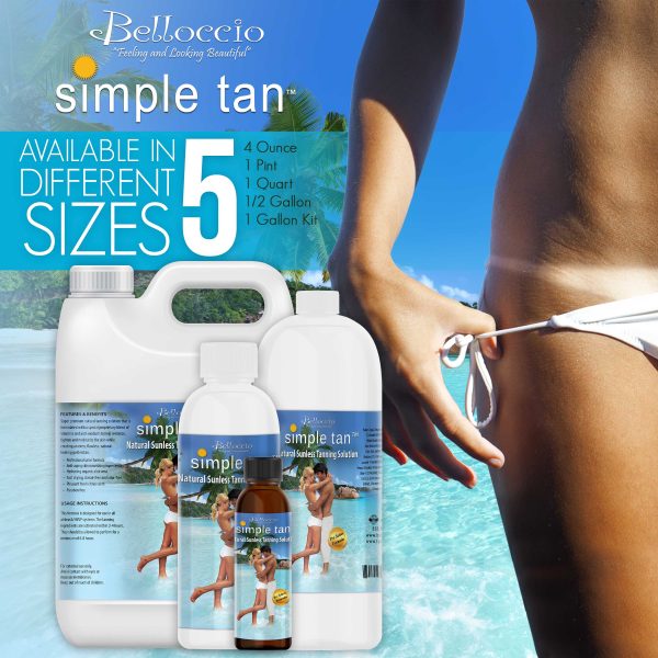 4 Ounce Bottle of Belloccio Simple Tan Professional Salon Sunless Tanning Solution with 8% DHA and Medium Bronzer Color Guide Sale - Image 3