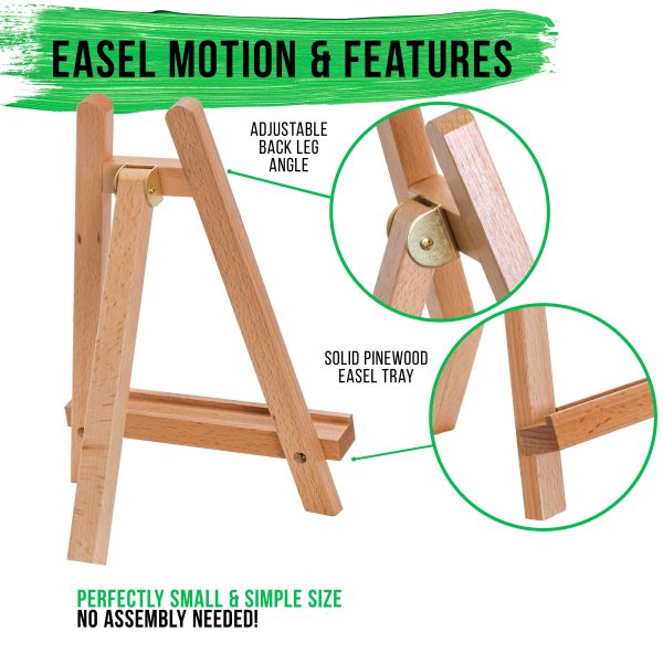 10.5  Small Tabletop Display Stand A-Frame Artist Easel, 6 Pack - Beechwood Tripod, Portable Kids Student School Painting Party Table Desktop Easel Online Hot Sale - Image 3