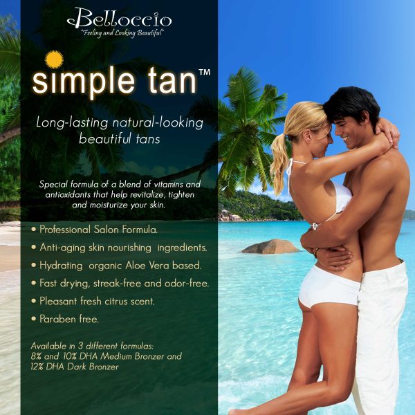 1 Pint of Belloccio Simple Tan Professional Salon Sunless Tanning Solution with 8% DHA and Medium Bronzer Color Guide Cheap - Image 4