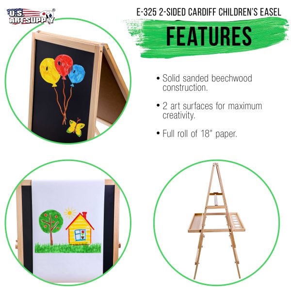Children s Cardiff Double-Sided Art Activity Easel with Chalkboard, Dry Erase Board, Paper Roll, 6 No-Spill Cups, 2 Storage Bins, 2 Trays - Kids Paint For Discount - Image 5